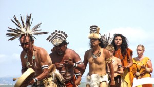 Men dancing at Big Time Gathering at Candlestick Park, San Francisco